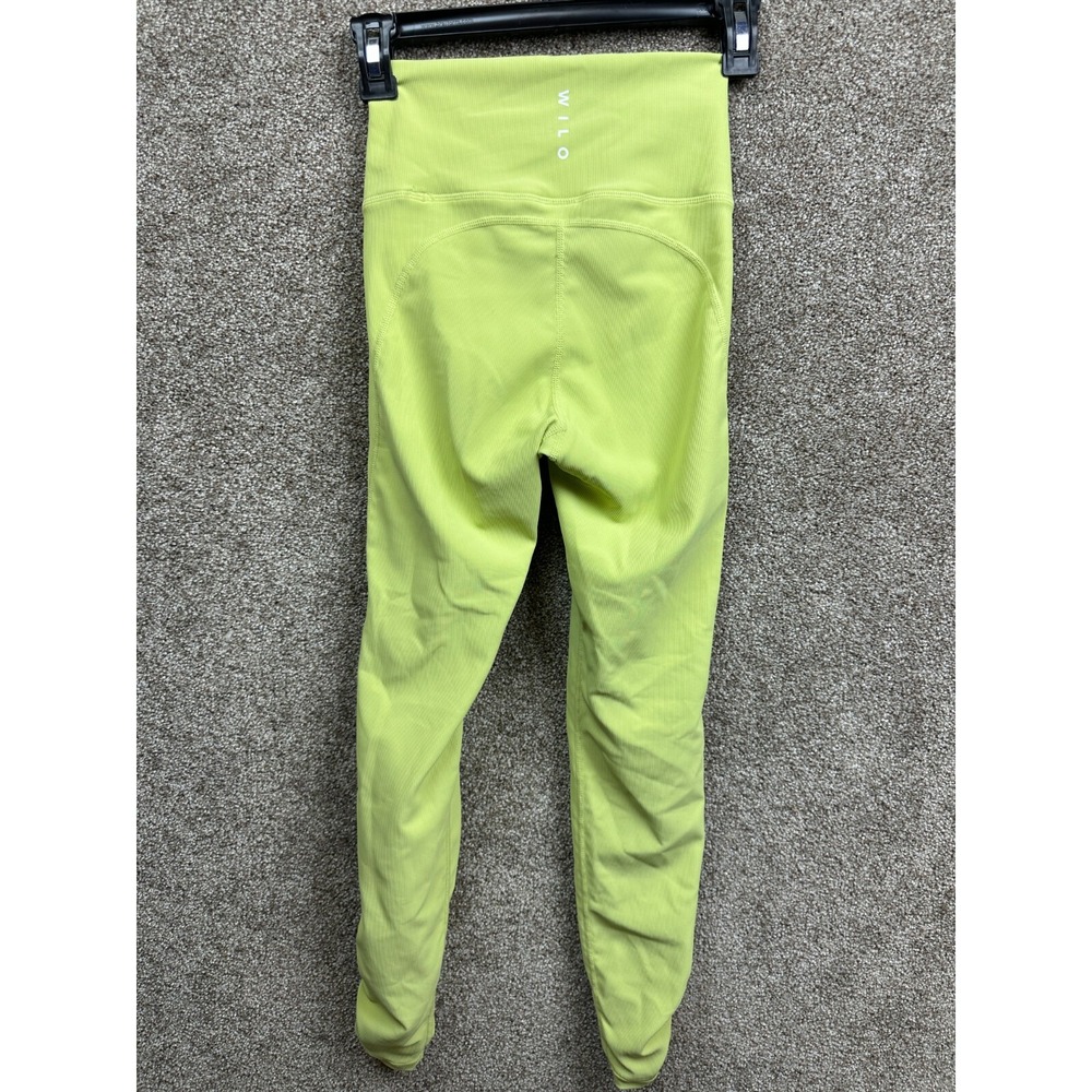Wilo The Label Anthropologie Ribbed Lime Green Capri Ruched Leggings Size XSmall - Picture 8 of 9